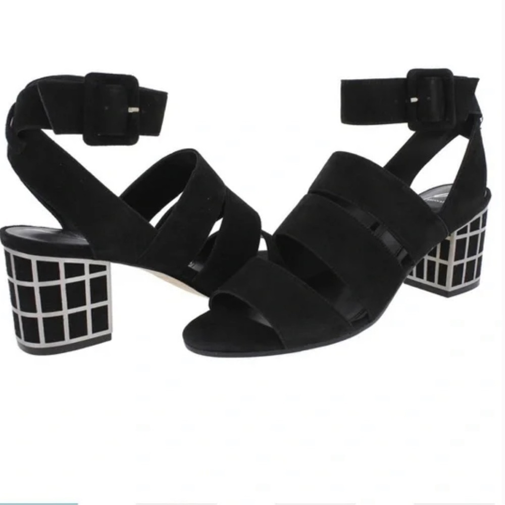 B Brian Atwood Baily suede block cage heel sandals​​​